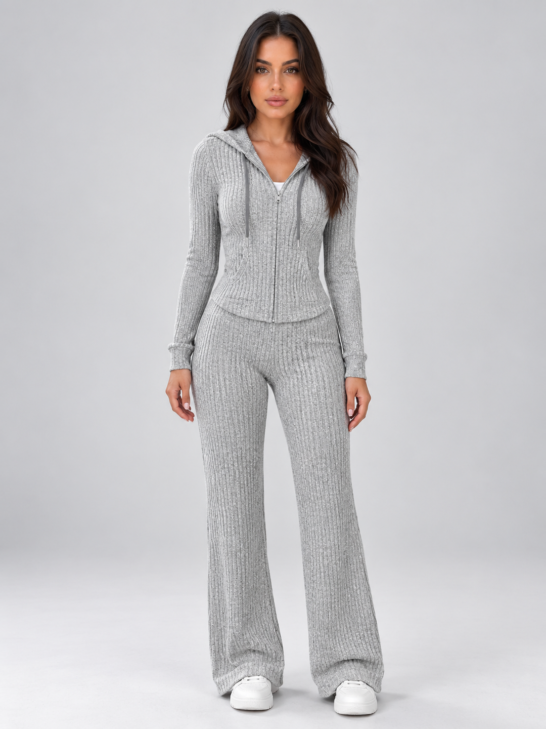 Women’s Hooded Ribbed Knit Co-Ord Set