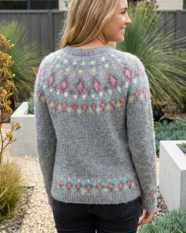 Women’s Multicoloured Pattern Knit Sweater Pullover