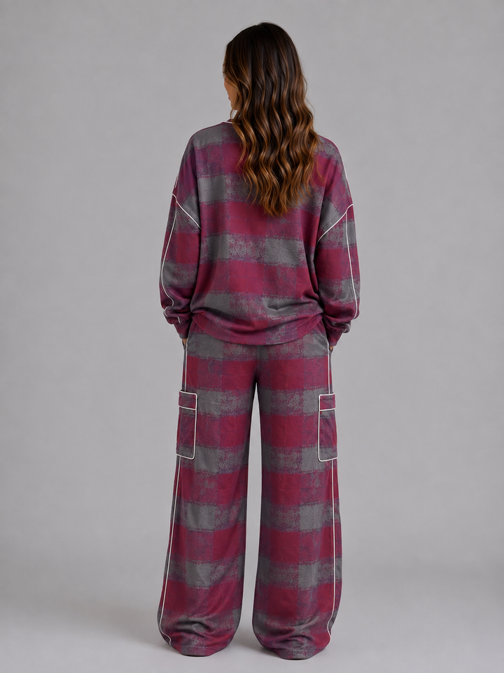 Coordinated Set for Women Montarello, Oversized Striped Sweatshirt