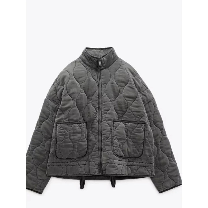 Women's Winter Jacket Quilted with Wave Stitching and Drawstring Hem, view 2 - Elena Harper