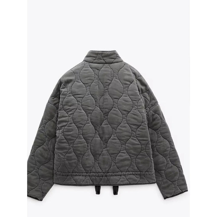 Women's Winter Jacket Quilted with Wave Stitching and Drawstring Hem, view 3 - Elena Harper