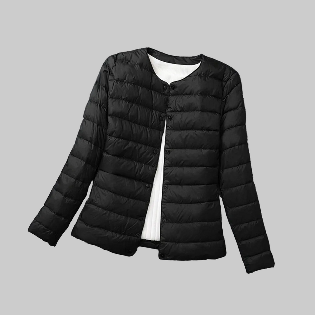 Ladies Winter Jacket Padded Without Hood with Button Closure - Elena Harper