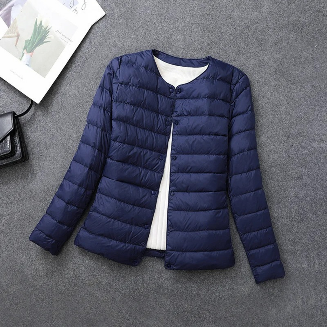 Ladies Winter Jacket Padded Without Hood with Button Closure, view 2 - Elena Harper