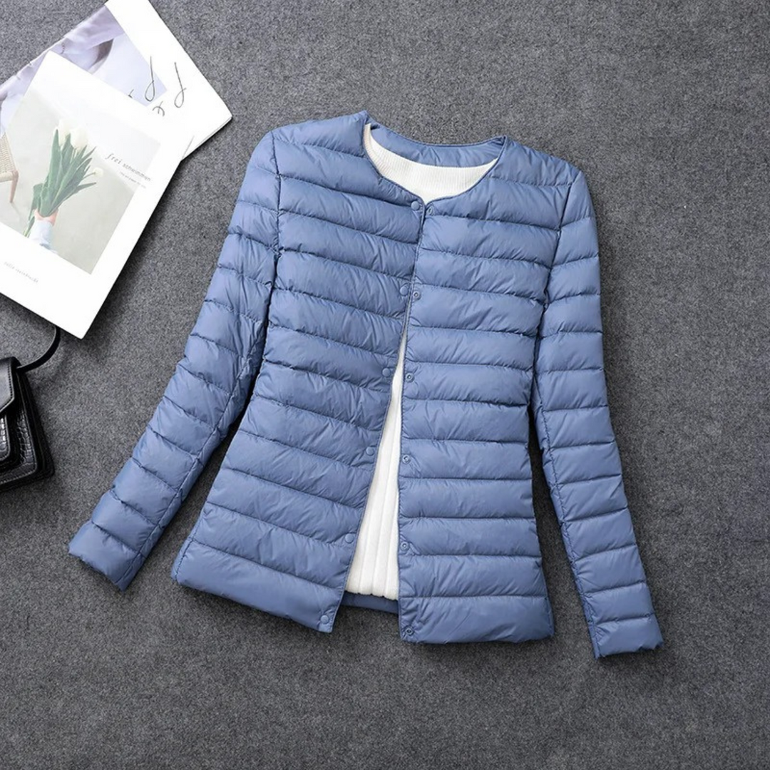 Ladies Winter Jacket Padded Without Hood with Button Closure, view 3 - Elena Harper