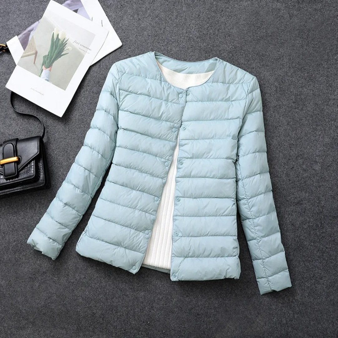 Ladies Winter Jacket Padded Without Hood with Button Closure, view 4 - Elena Harper