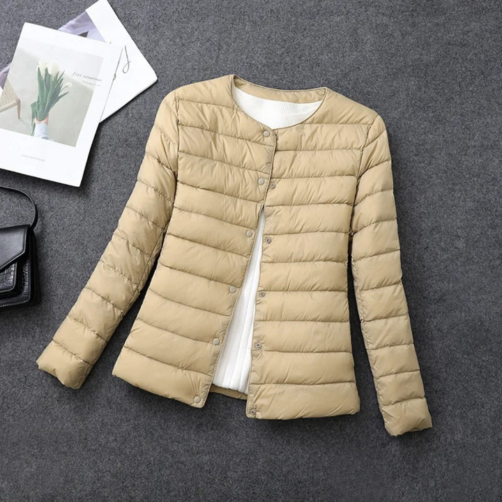 Ladies Winter Jacket Padded Without Hood with Button Closure, view 5 - Elena Harper