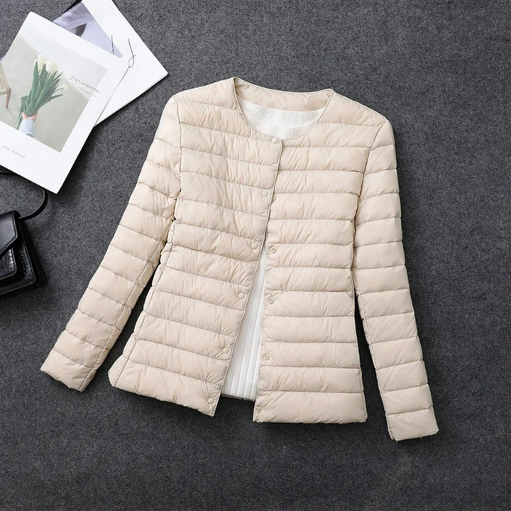 Ladies Winter Jacket Padded Without Hood with Button Closure, view 6 - Elena Harper