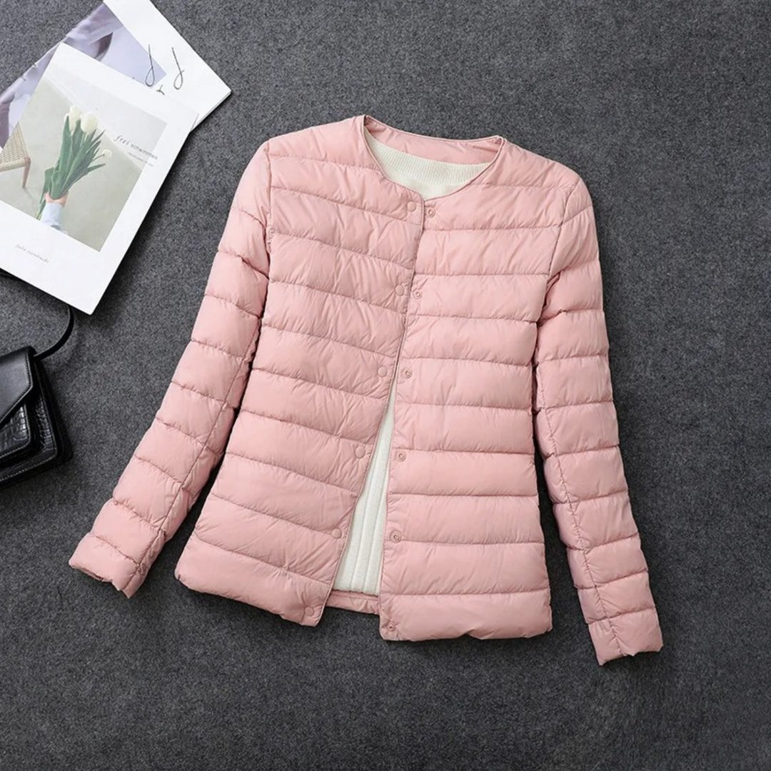 Ladies Winter Jacket Padded Without Hood with Button Closure, view 7 - Elena Harper