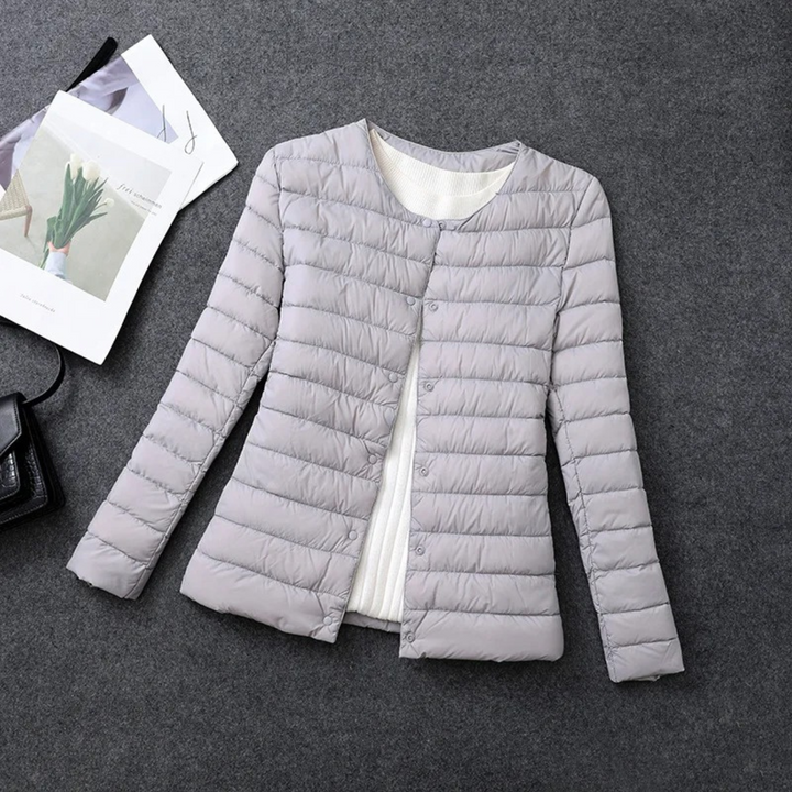 Ladies Winter Jacket Padded Without Hood with Button Closure, view 8 - Elena Harper