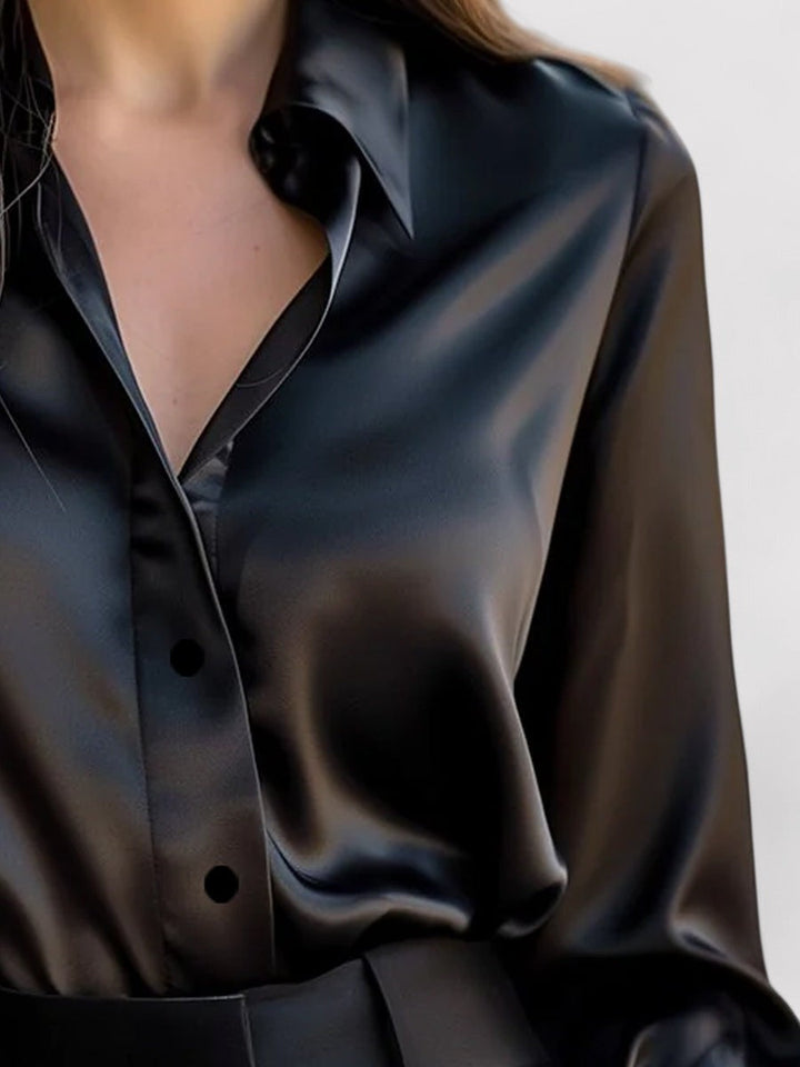 Emma | Women's Elegant Satin Long Sleeve Blouse