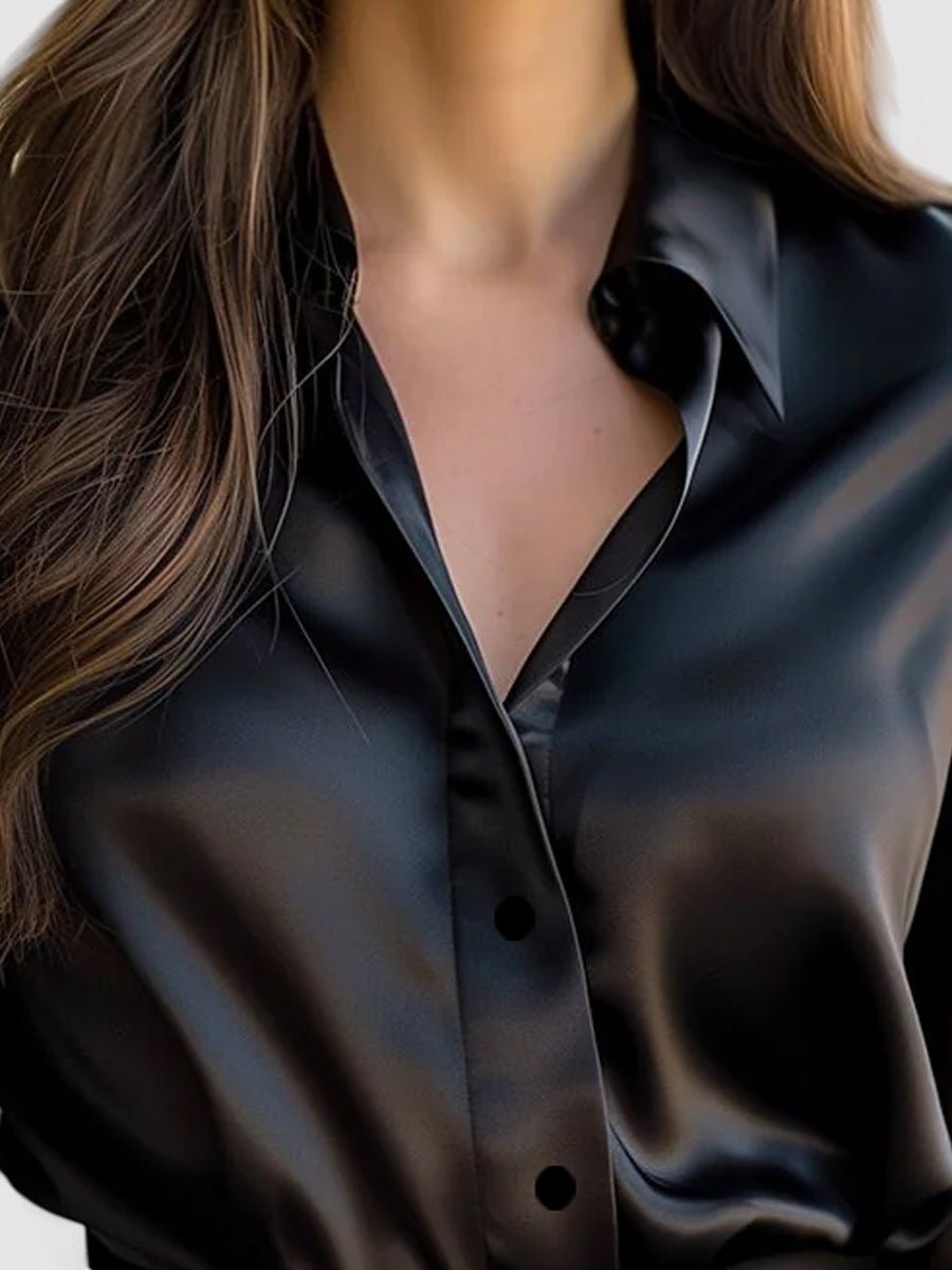 Emma | Women's Elegant Satin Long Sleeve Blouse