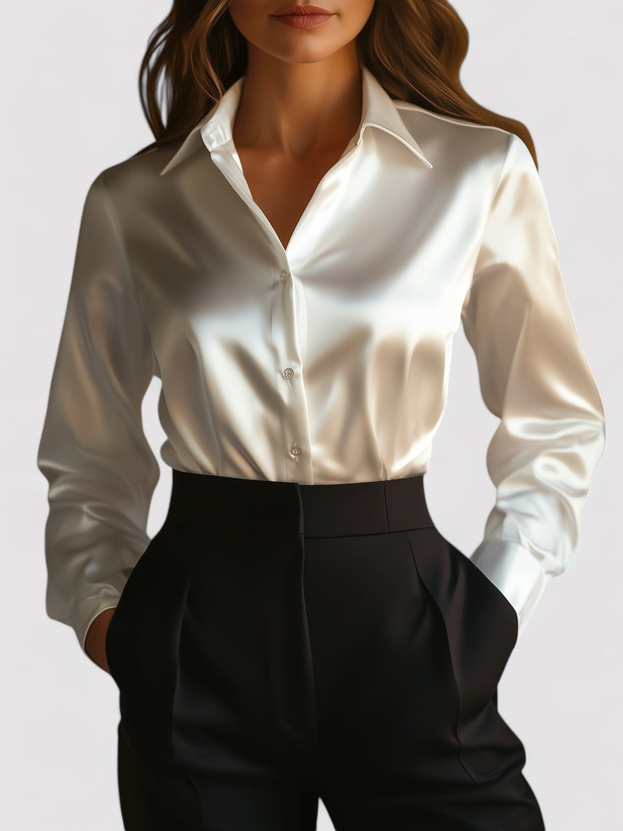 Emma | Women's Elegant Satin Long Sleeve Blouse