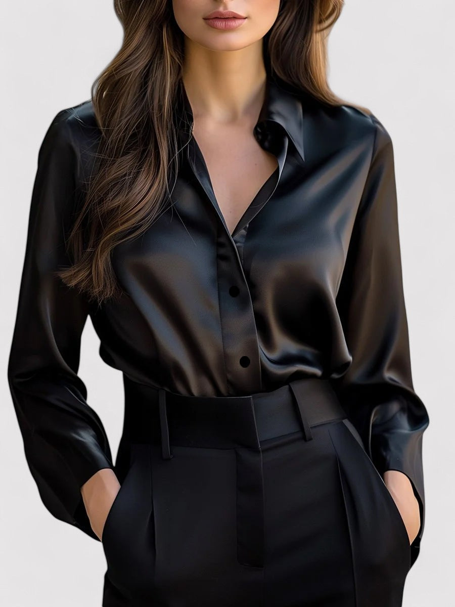 Emma | Women's Elegant Satin Long Sleeve Blouse