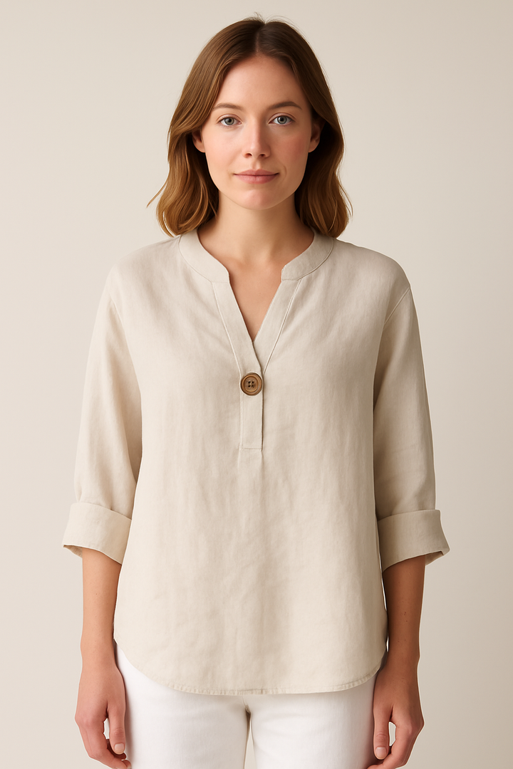 Stefanie | Women's Loose-Fitting Blouse with V-Neck and Button Details