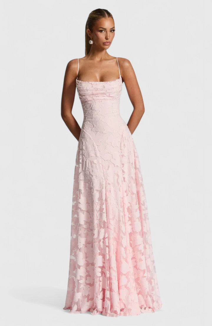 Women's Strappy Back Wedding Guest Maxi Dress - Refined Look