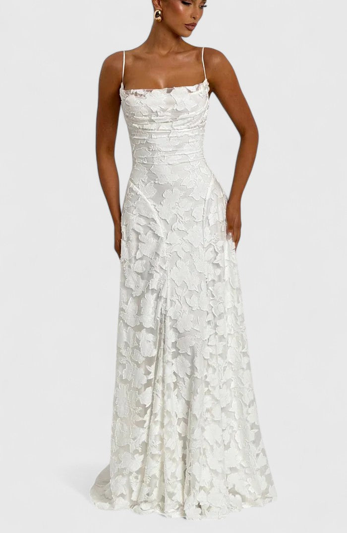 Women's Strappy Back Wedding Guest Maxi Dress - Refined Look
