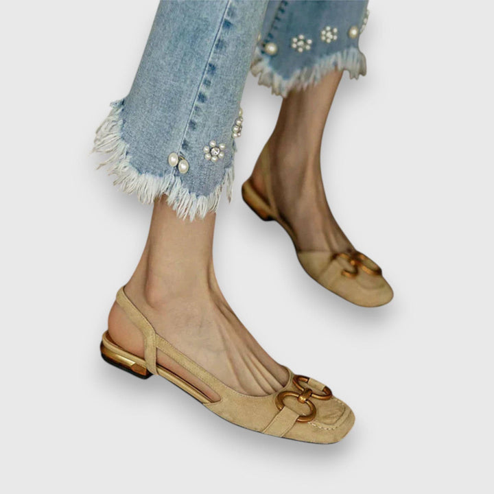 Demyra™ Emma & Rose Cape Town comfortable sandals with beige straps and cushioned soles, displayed on a neutral background.
