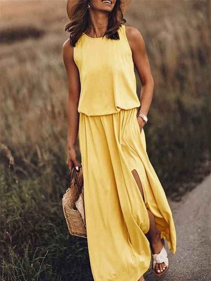 Kariela | Elegant Maxi Dress for Women with Side Slit | Sleeveless