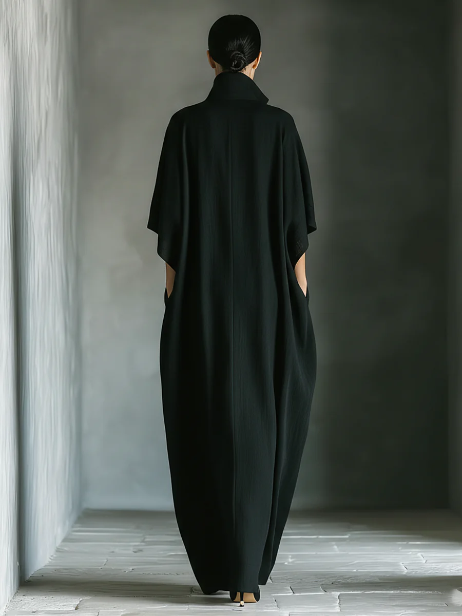 Alessandra | Oversized Black Maxi Dress in Minimalist Style