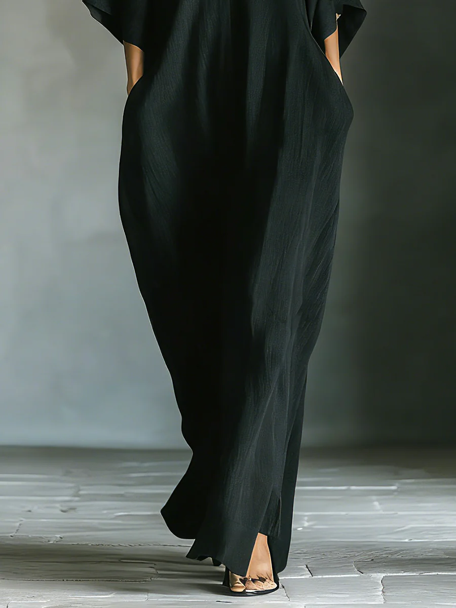 Alessandra | Oversized Black Maxi Dress in Minimalist Style
