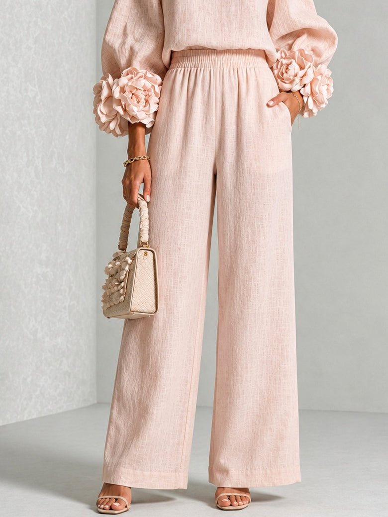TWO-PIECE SET WITH FLORAL CUFFS FOR WOMEN
