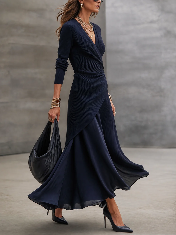 Women's Wrap Dress with Satin Skirt