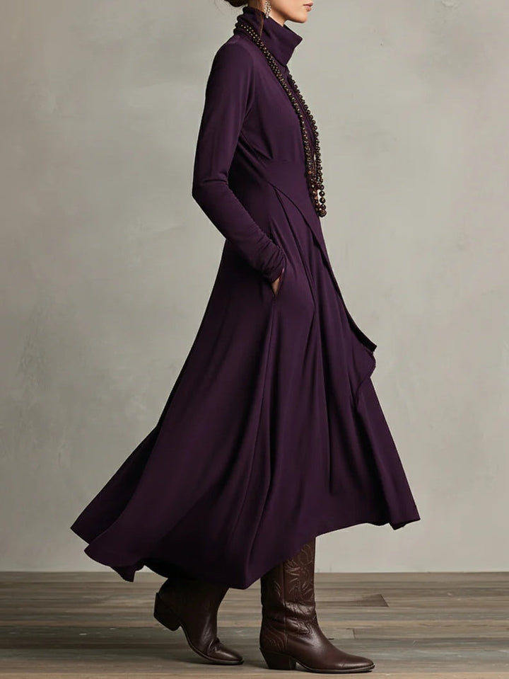 Asymmetrical Draped Long Dress for Women