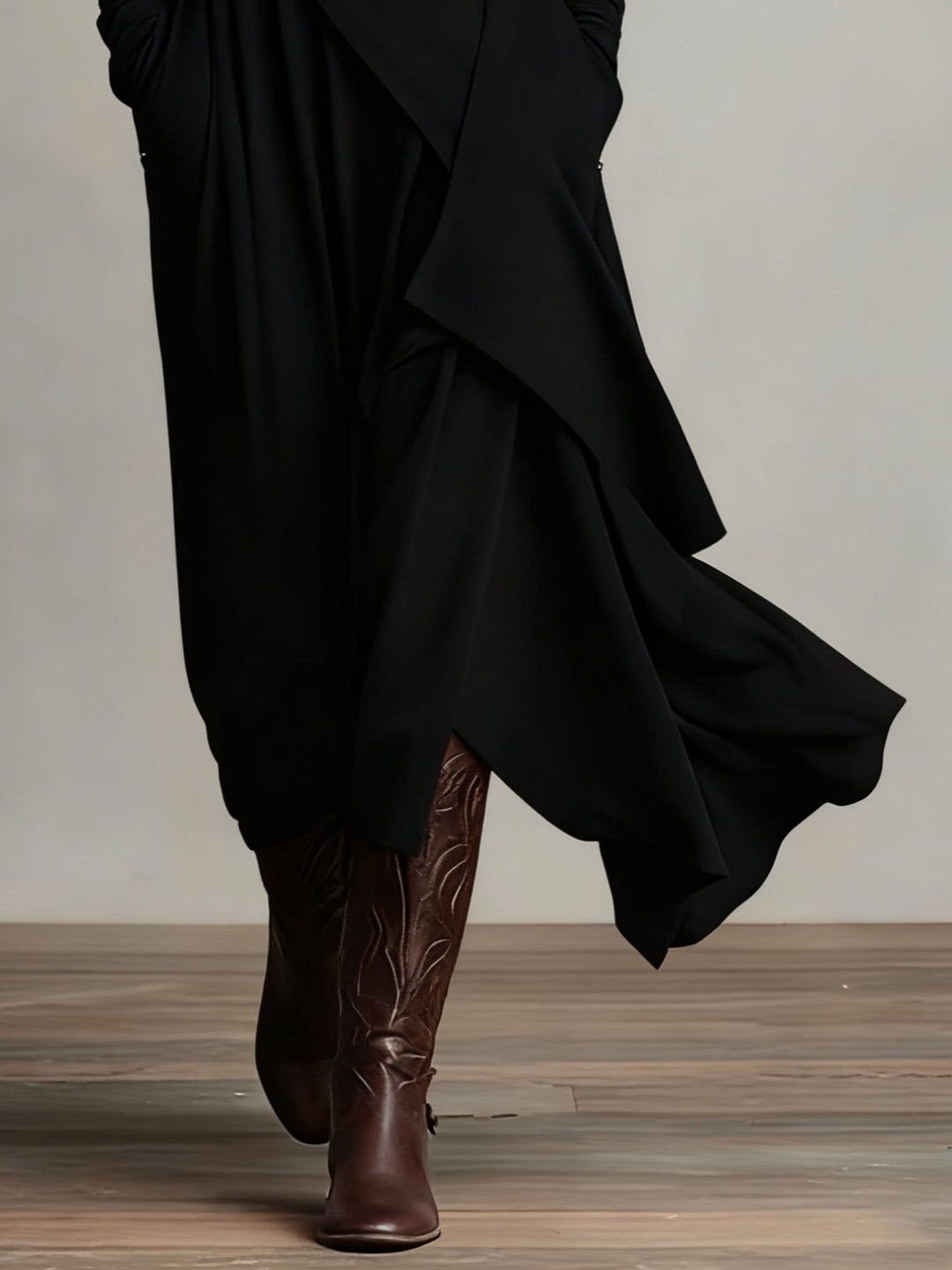 Asymmetrical Draped Long Dress for Women
