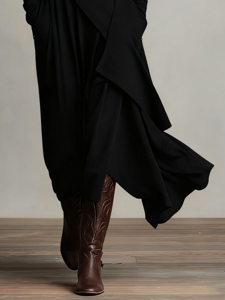 Asymmetrical Draped Long Dress for Women