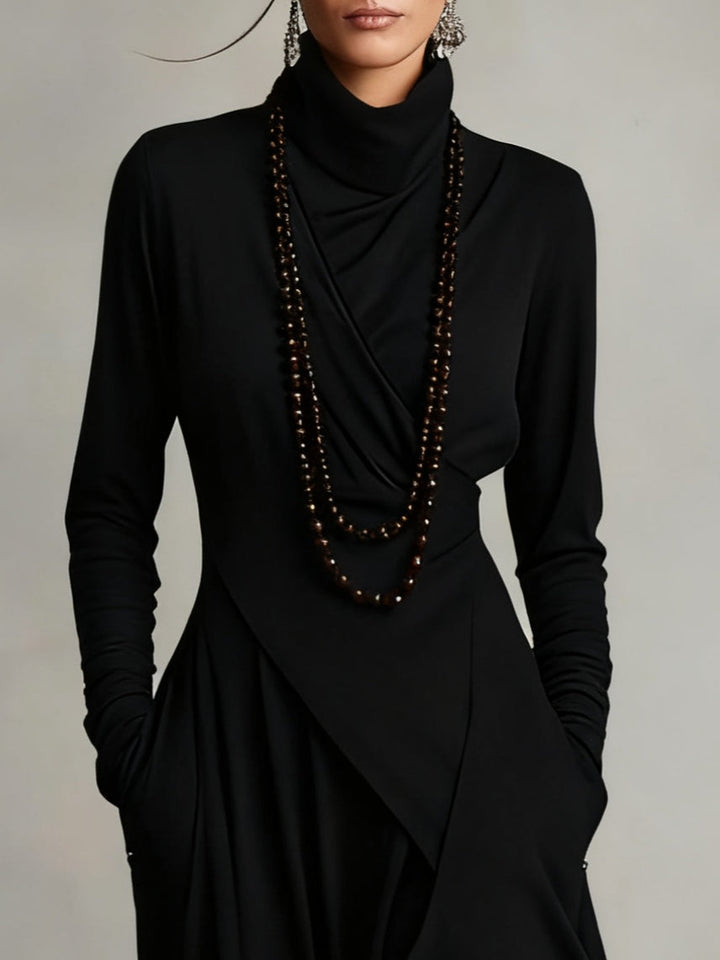 Asymmetrical Draped Long Dress for Women
