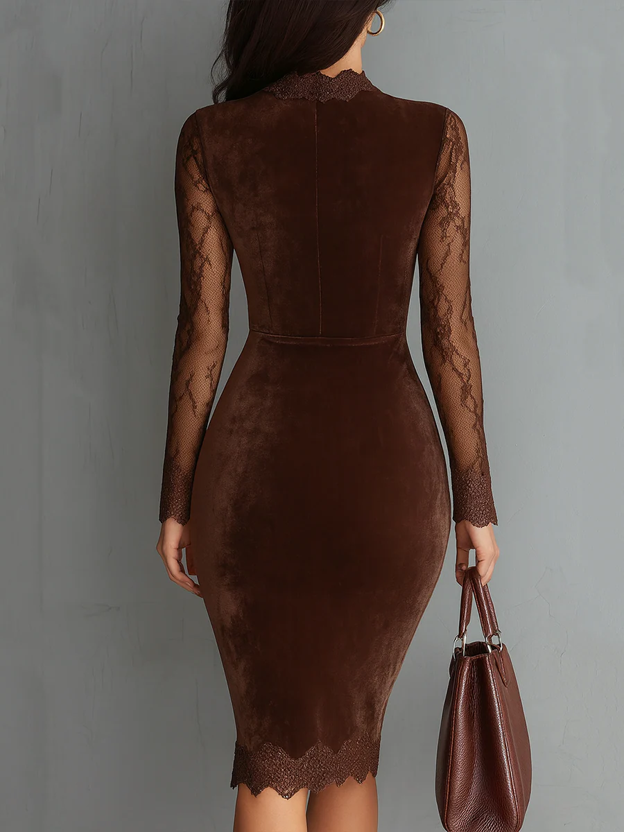 Women's Elegant Mini Dress with Sheer Sleeve Detail