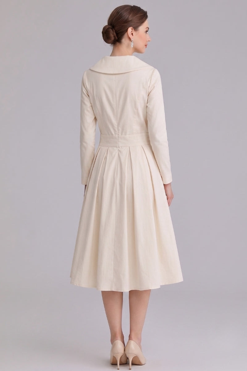 Women's Elegant Midi Dress with Pockets - Versatile Style