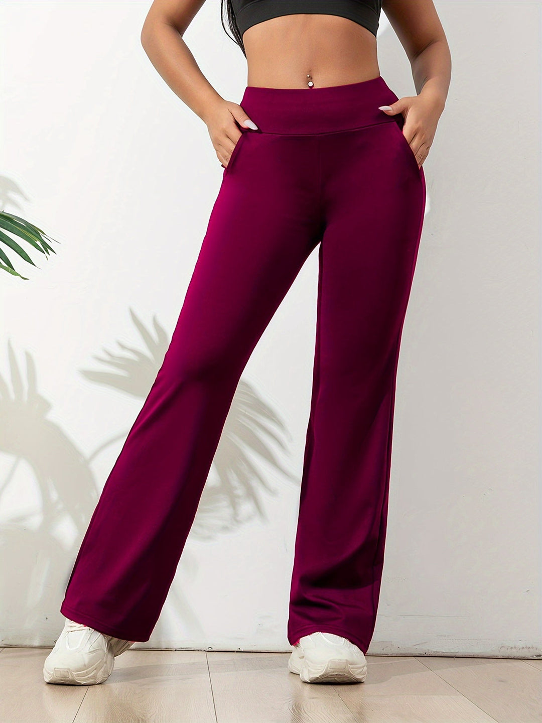 Yoga Pants for Women | Flared Leggings | Elastic Waistband & Pockets for Free Movement
