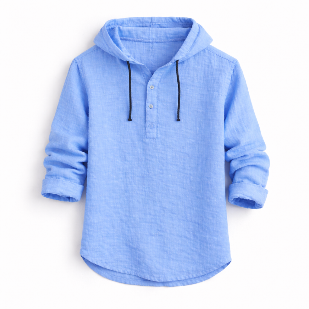 LAURENT MONACO | LINEN HOODIE SHIRT FOR MEN