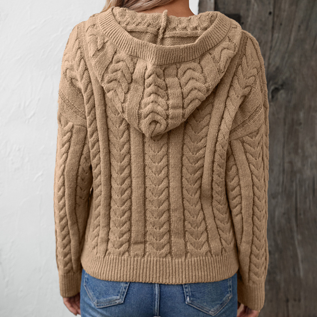 Cable Knit Sweater for Women | Oversized with Button Placket