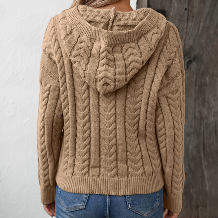 Cable Knit Sweater for Women | Oversized with Button Placket