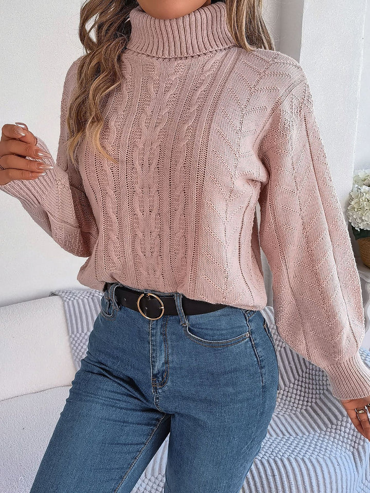 Cable Knit Sweater for Women | Turtleneck & Cable Pattern