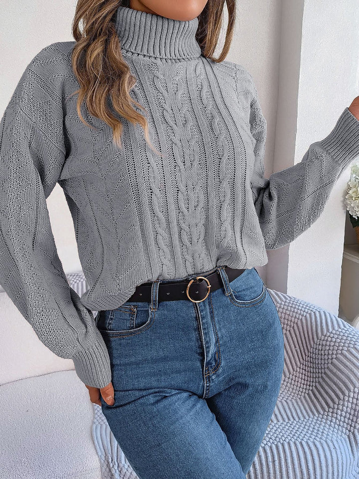 Cable Knit Sweater for Women | Turtleneck & Cable Pattern