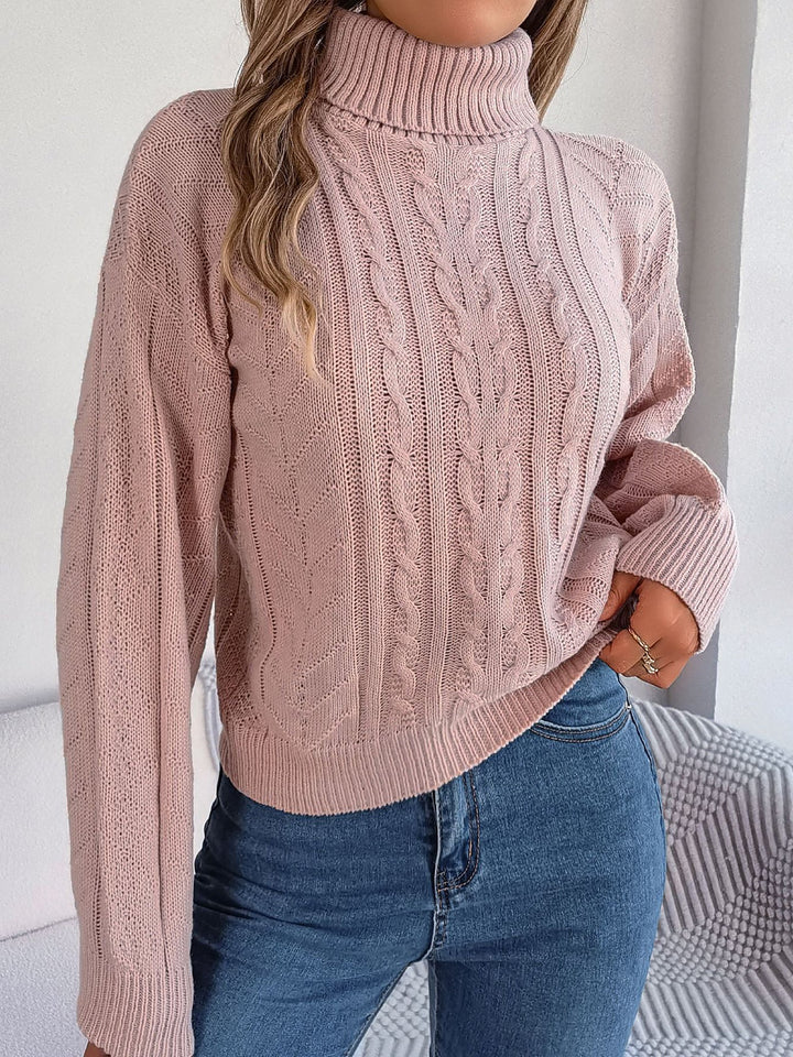 Cable Knit Sweater for Women | Turtleneck & Cable Pattern
