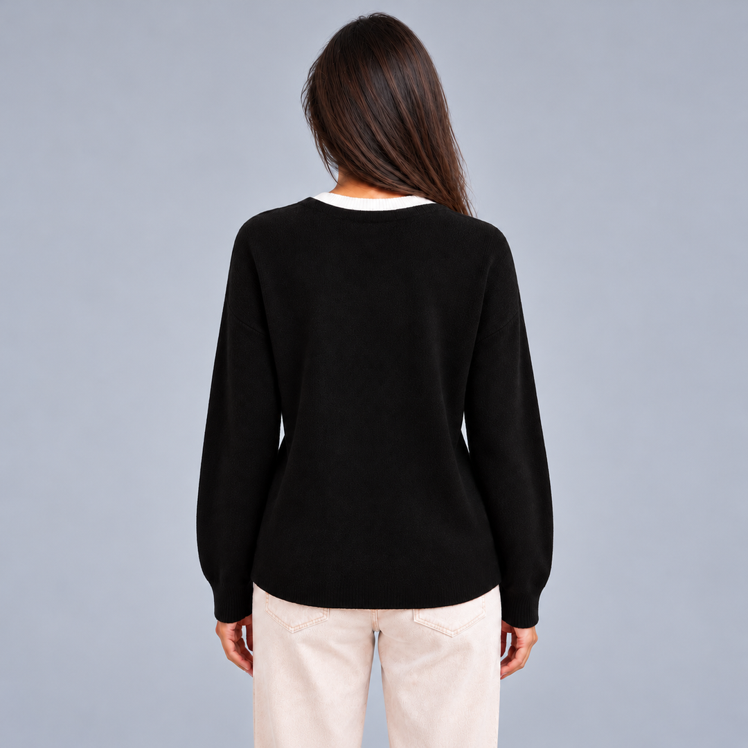 Montarello Women's Layered Knit Cardigan with Pleated Hem, Button Front