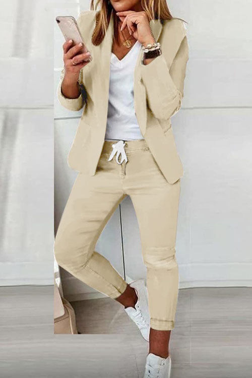 Two-Piece Women's Set | Blazer & Drawstring Pants