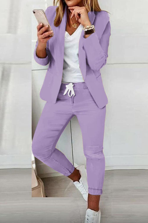 Two-Piece Women's Set | Blazer & Drawstring Pants