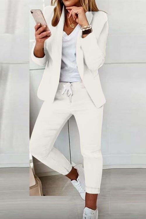 Two-Piece Women's Set | Blazer & Drawstring Pants