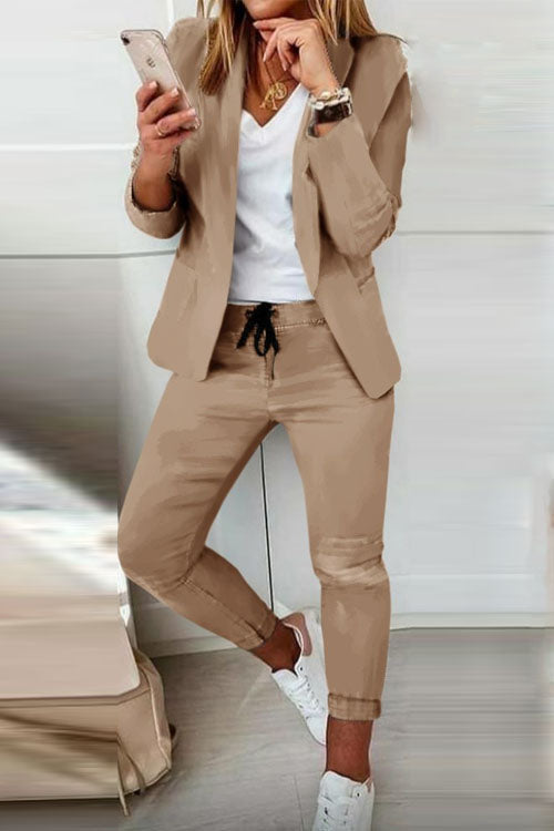 Two-Piece Women's Set | Blazer & Drawstring Pants