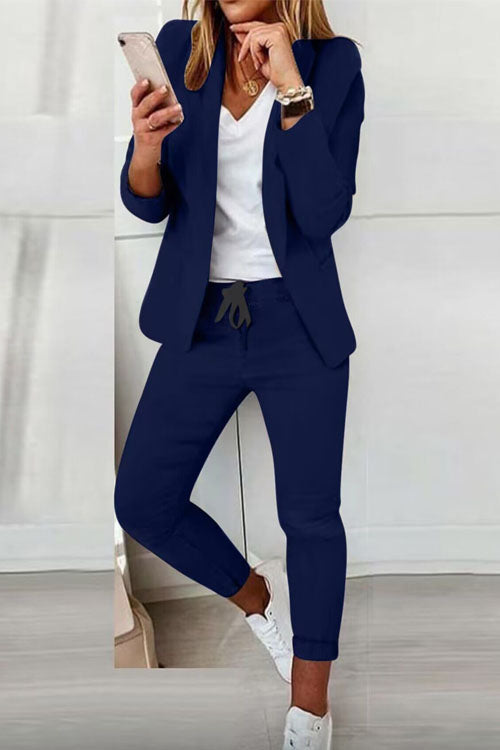 Two-Piece Women's Set | Blazer & Drawstring Pants