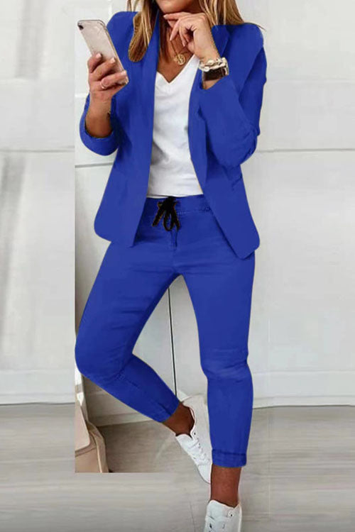Two-Piece Women's Set | Blazer & Drawstring Pants