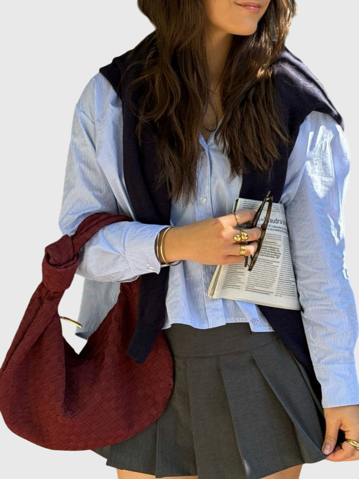 Medium Women's Braided Suede Bag – Elegant Everyday Knotted Style