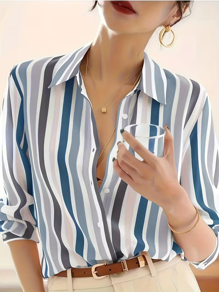 Women's Striped Button-Up Shirt: Effortless Casual Elegance