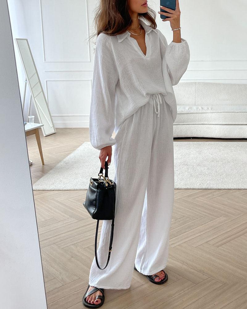 Autumn V-Neck Casual Set - Elena Harper