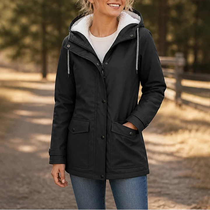 Mandy Warm and Stylish Fleece Winter Jacket with Hood - Elena Harper